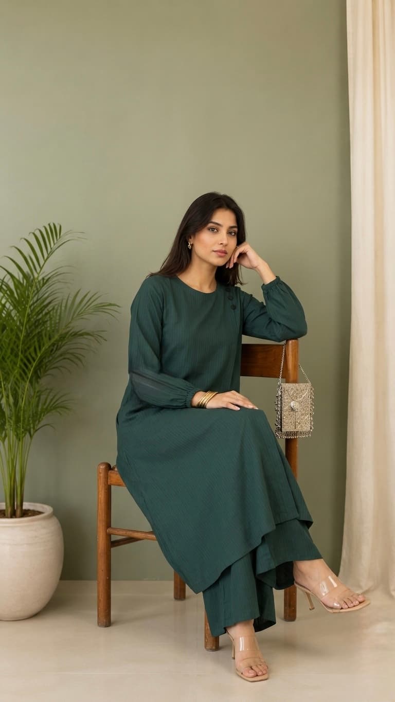 Green Article | Tailored Evening Set with a Polished Finish - The Luxe Edit, alternate view