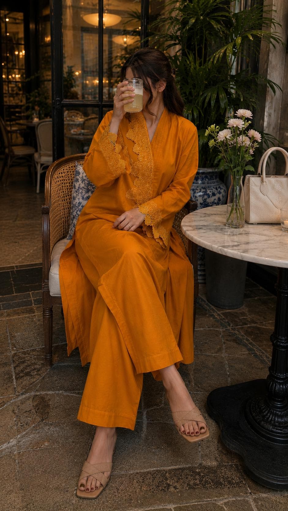 Golden Reverie | Warm Mustard Flared Skirt Set - The Luxe Edit by NourePalette